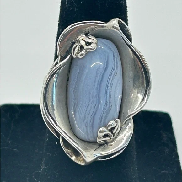 Carolyn Pollack Blue Lace Agate Ring - Picture 2 of 7